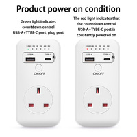 Cowell UD03 UK-Stecker Intelligente Zeitschaltuhr Steckdosensteuerung Automatische Abschaltung Programmierbarer Countdown-Timer-Schalter USB Typ-C CE/ROHS