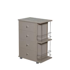 Meuble de cuisine authentique et moderne en bois de hêtre massif avec panneau HDF, chariot à tiroirs, plateau en carrelage, poignées en plastique chromé, porte-bouteilles, 23 kg - Product Image 1