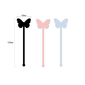 Agitador de bebida de cóctel de <span class=keywords><strong>mariposa</strong></span> acrílica para fiesta de cumpleaños de niños - Product Image 2