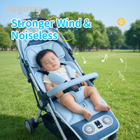 Anjuny Coussin de siège rafraîchissant pour poussette - Ventilateur intégré et coussin en maille respirante, portable et détachable pour le confort de bébé par temps chaud