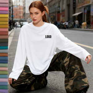 Wholesale Custom Logo 100% Cotton Heavyweight Long Sleeve 250gsm Men's Long Sleeve O-Neck T-Shirt 100% Cotton Knitted T Shirt - Product Image 3
