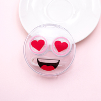 Étui à lentilles de contact portable mini, mignon, coloré et simple, avec miroir, pour emballage cosmétique personnalisé