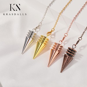 Commercio all'ingrosso oro antico argento cono di metallo Reiki Dowsing amuleto rame pendolo energia Pendulo divinatorio gioielli. - Product Image 2