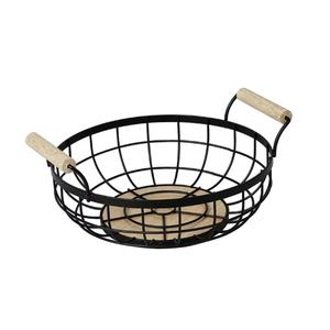 Panier en fil de fer à deux niveaux, aspect traditionnel, finition noire thermolaquée, pour organiser les produits alimentaires à bas prix - Product Image 3