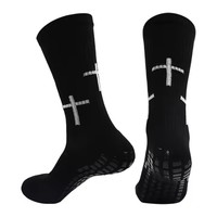 Chaussettes de football de haute qualité pour hommes Chaussettes de football longues Chaussettes de football antidérapantes Chaussettes noires personnalisées à poignée croisée