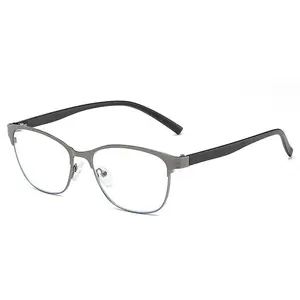 2023 새로운 도착 사용자 정의 로고 광장 스테인레스 스틸 독서 안경 남성 여성 블루 라이트 차단 목 매달려 안경