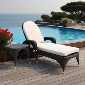 Ensemble de chaises longues de jardin en rotin tressé imperméable de luxe, très résistantes, pour extérieur, plage, <span class=keywords><strong>piscine</strong></span>, cour et <span class=keywords><strong>hôtel</strong></span> - Product Image 2