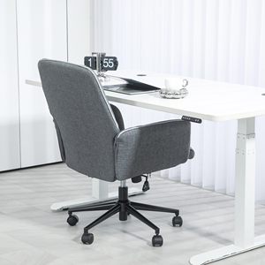 <span class=keywords><strong>Chaise</strong></span> de bureau ergonomique en tissu gris <span class=keywords><strong>à</strong></span> dossier mi-haut, capitonnée, pivotante, avec accoudoirs, réglable en hauteur, pour le bureau <span class=keywords><strong>à</strong></span> domicile - Product Image 3