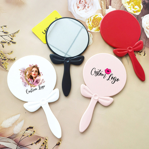 Hot Selling Handheld <strong>Makeup</strong> Mirror <strong>Simple</strong> and <strong>Cute</strong> for Girls Bow Knot Design Round Hand Mirror - Product Image 2