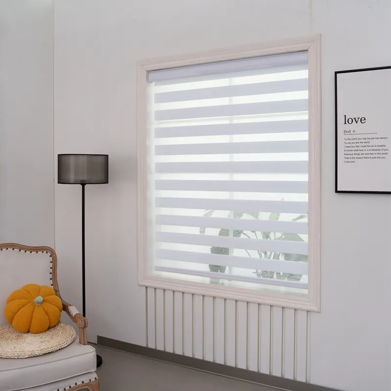High quality white fabric manual blinds with manual control bead system, used for zebra roller blinds in home decoration