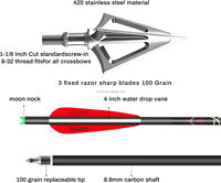Flèches de carabine à poulies en carbone de 20 pouces, 6 pièces avec pointes lumineuses, pointes de chasse ID 7,62 mm, flèches de chasse, logo personnalisé OEM, arc recurve en plastique