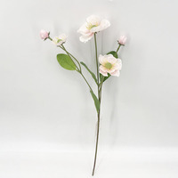Bunga Anemone Sutra Buatan Warna Putih Pink, Sentuhan Alami, Batang untuk Dekorasi Vas, Buket Pernikahan, dan Centerpiece