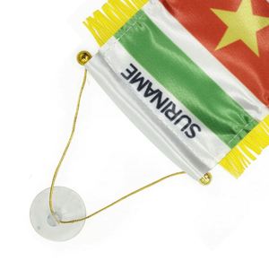 Custom SURINAME Satin Pennant Flag Car Mini Flag <b>Banner</b> with Yellow Tassels - Product Image 3
