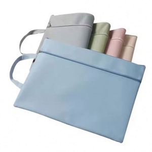 Custom <b>A4</b> File <b>Folder</b> Bag with Zipper Waterproof Oxford Material Multifunction <b>Document</b> Holder Handle for Promotional Use - Product Image 4