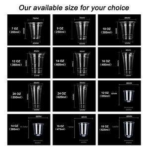 Gobelets à bulles jetables en plastique PET avec couvercle 500ml 700ml, gobelets transparents de qualité alimentaire pour thé au lait, desserts, boissons froides - Product Image 4