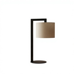 Modern Black Drum Shade Fabric <b>Table</b> Lamp <b>LED</b> E26/E27 AC Powered Eco-Friendly <b>Bedside</b> Floor Lamp for Hotel Bedroom Living Room - Product Image 1