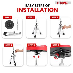 DB 5 CORE Heavy Duty Chaise de Musique Siège Tambour Trône Rembourré Tabouret de Guitare Hauteur Réglable pour Adultes et Enfants Universel Anti- - Product Image 6