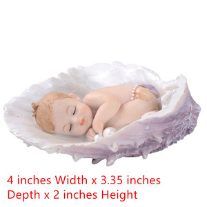 Sweet Newborn in Peace Collection Sleeping Baby in Seashell, statuetta in poliresina decorata con perle, 4 "(<span class=keywords><strong>L</strong></span>) x 2"(H) - Product Image 2