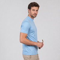 Expédition rapide, t-shirt décontracté pour homme en coton mercerisé de haute qualité, tricoté, 200 grammes, coupe classique, col rond, manches courtes, livraison rapide