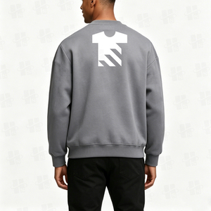 Wholesale Custom Flat Embroidery Cotton Polyester Blend Anti-Wrinkle Sports Sweatshirt Solid Color <b>Men's</b> Fleece Sweatshirt - Product Image 4