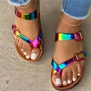 Sandálias dos pés para mulheres, verão, chinelos de cortiça