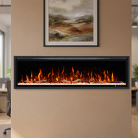 Cheminée électrique d'intérieur à effet de flamme LED, design moderne, télécommande, bûches artificielles, effet cristal