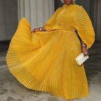 Robes d'été pour femmes taille unique plissée de couleur unie à manches empilées au design unique