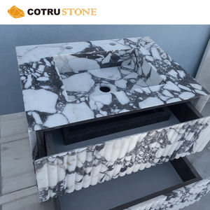 Lavabo de Mármol Natural Personalizado |   Fregadero de Piedra con Vetas Blancas y Negras |   Encimera de Mármol de Lujo Hecha a Mano - Product Image 3