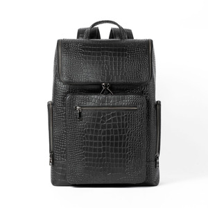 Sacs à dos d'affaires en cuir de crocodile véritable pour ordinateur portable, nouvelle mode, faible MOQ, avec panneau solaire USB pour hommes - Product Image 1