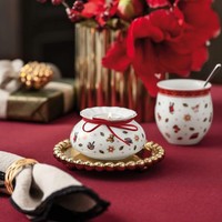 Bougeoir en céramique fait à la main de table de cuisine de Noël avec tasse de bougeoir d'autocollants