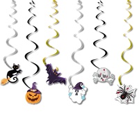 Décorations de fête sur le thème d'Halloween DAMAI, bannière en latex Happy Halloween, chapeau de sorcière, ballon chat noir, ballon citrouille, spirale suspendue pour gâteau