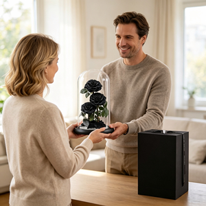 <span class=keywords><strong>Rosa</strong></span> Preservada en Cúpula de Cristal, Caja Cuadrada, Flor Eterna, La <span class=keywords><strong>Bella</strong></span> <span class=keywords><strong>y</strong></span> la <span class=keywords><strong>Bestia</strong></span>, Regalo para Halloween - Product Image 2
