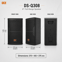 Enceinte passive pleine gamme DS-Q308 8 pouces 275x435x275mm en bois avec double connecteurs NL4 50-18Hz pour événements audio KTV/bar en direct
