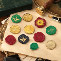 Etiqueta Adhesiva de Cera de PVC Pre-fabricada Vintage con Logotipo Personalizado, Forma de Corazón Floral para Botellas de Vino y Cerveza, Regalo de Navidad, Sobre de Boda