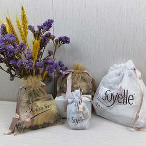 Sac cadeau en toile de jute, en <span class=keywords><strong>organza</strong></span>, en dentelle florale, blanc et noir, petit sac à bijoux, sac à <span class=keywords><strong>parfum</strong></span>, sac cadeau pour fête - Product Image 6