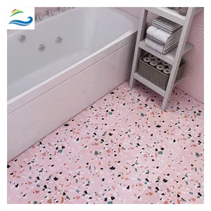 En kaliteli iç dekorasyon mozaik karo örnekleri pembe renk Terrazzo duş odası zemin ve seramik duvar fayansı