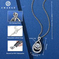 Bijoux de luxe 925 colliers en argent Sterling 6.5mm 1.0 carat Moissanite goutte d'eau infini pendentif collier pour femmes