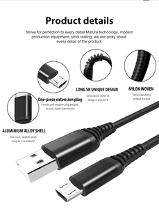 Cáp Dữ Liệu USB 3ft Nylon Braid V8 Cáp USB Cho Android Micro USB Cáp Để Sạc Điện Thoại