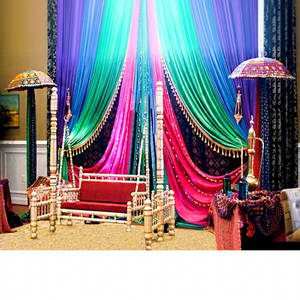Escenario para Mehandi de Boda India con Decoraciones de Columpios, Decoración para Mehandi de Boda Musulmana, Escenario para Mehandi Musulmán a Precio de Fábrica - Product Image 1