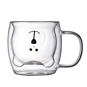 Tasses à café en <span class=keywords><strong>verre</strong></span> pour enfants mignonnes à <span class=keywords><strong>double</strong></span> <span class=keywords><strong>paroi</strong></span> isolées de <span class=keywords><strong>250</strong></span> <span class=keywords><strong>ml</strong></span>, tasses à café en <span class=keywords><strong>verre</strong></span> pour enfants avec poignée - Product Image 2