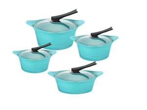 Eco-Friendly Die Casting Aluminum Cookware Set with Granite <strong>Ceramic</strong> Cooking <strong>Pots</strong> and Glass Lid - Product Image 2