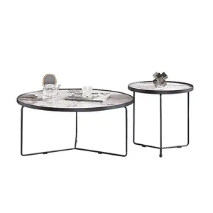 Tavolo rotondo moderno con piano in pietra sinterizzata per mobili da soggiorno