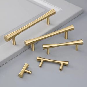 Poignées de meuble en laiton massif doré, style T, pour armoires et tiroirs de cuisine - Offre Spéciale - Product Image 1