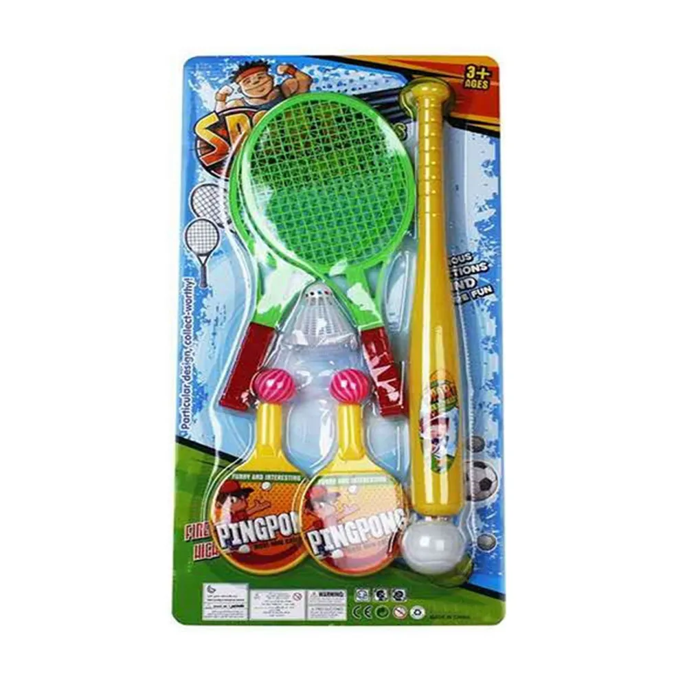 Kunststoff Kinder Outdoor Sport Spielset 3 In 1 Spielzeug Golf Hula Hoop Baseball Tischtennis Schläger Sport Für Kinder