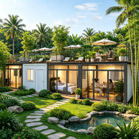 Maison conteneur modulaire préfabriquée et démontable avec cabines de vacances écologiques au design moderne pour usage en bureau, atelier ou bâtiment commercial