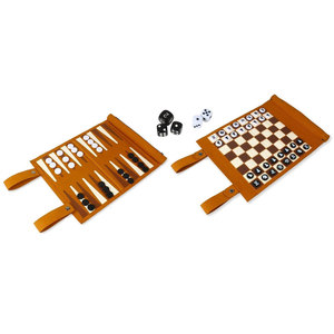 Jeu de backgammon enroulable sur mesure en cuir PU, avec jeu éducatif, idéal pour les voyages - Product Image 2
