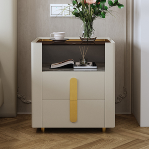 Meja samping tempat tidur <span class=keywords><strong>LED</strong></span> pintar, furnitur kamar mandi sensitivitas samping tempat tidur pengisian USB multifungsi - Product Image 4
