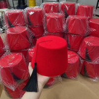 Costume de fête turc Tarboosh, chapeau Fez marocain rouge et vert avec pompon doré et noir, unisexe pour adultes