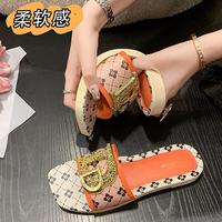 Sandales Plates Décontractées d'Été Personnalisées pour Femmes, Style Européen et Américain, Tongs Plateformes Polyvalentes Tendance Portées à l'Extérieur par les Célébrités du Net