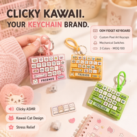 Mini clavier mécanique personnalisé porte-clés, interrupteur clicker, jouet anti-stress, keycaps artistiques Kawaii, ASMR, soulagement du stress, OEM, cadeau en gros, porte-clés